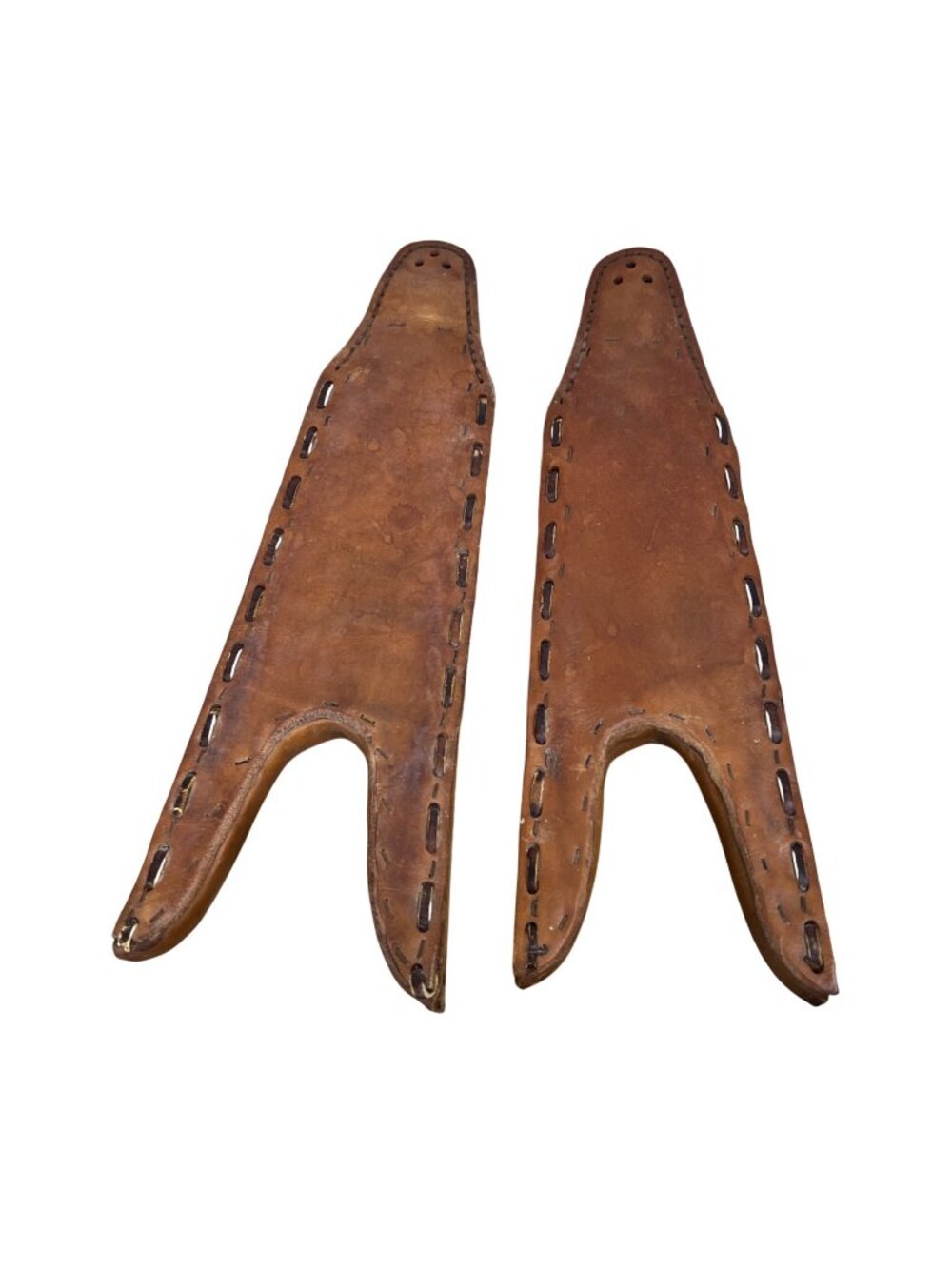 2 Vintage Ruwart-Hilton Wooden Boot Jacks – Handmade Leather Accents – Cowboy/Wo